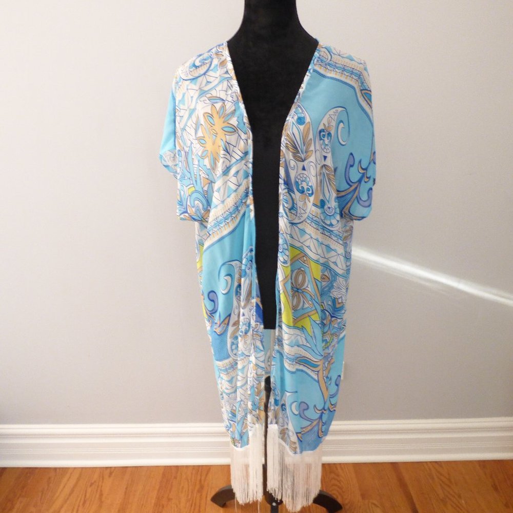 Boho Print Beach Cover-Up in Blue